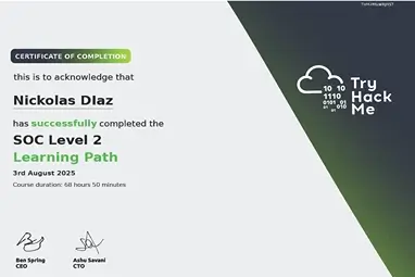 SOC Level 2 Certificate